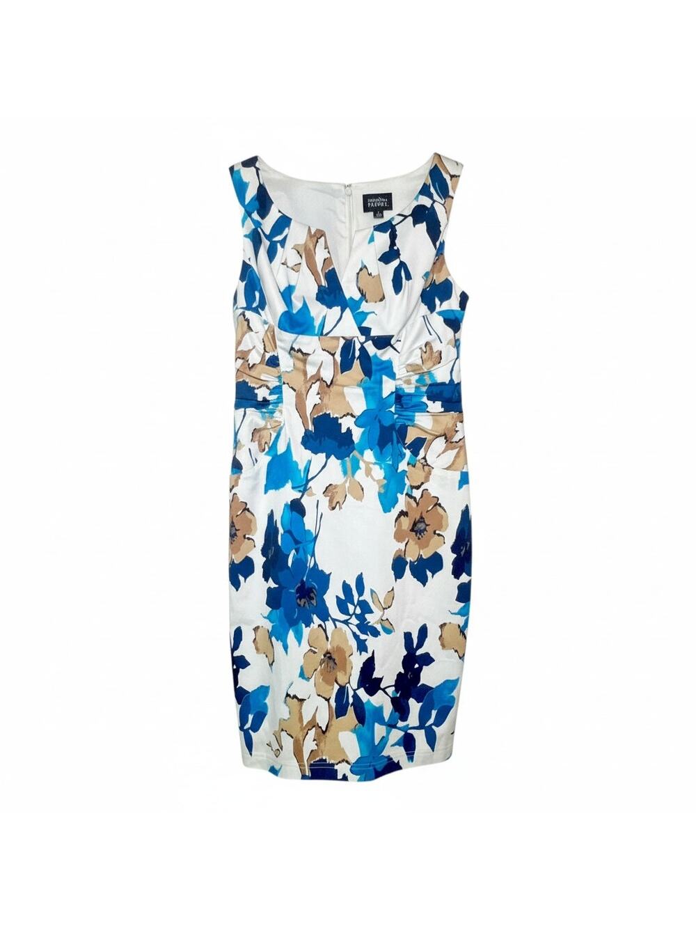 Adrianna Papell Women's Size 12 Floral Sheath Dress Cotton Blend Sleeveless